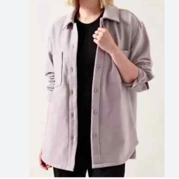Athleta Retroplush Lavender Button Down Collared Soft Shirt Jacket Size Small - Picture 1 of 6
